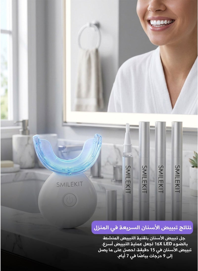 SMILEKIT Professional Teeth Whitening Kit with LED Light – 4 Whitening Pens, 35% Carbamide Peroxide – Mint Flavor – Rechargeable - Image 5