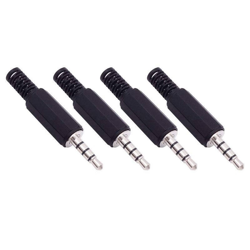 Fancasee 4 Pack 3.5mm Replacement Repair Plug Jack TRRS 4 Pole Stereo Male Plug 1/8" 3.5mm Solder Type DIY Audio Cable Connector for Headphone Headset Earphone Microphone Cable Repair - Image 1