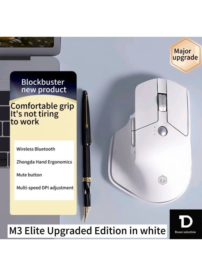 M3 Elite Upgraded ergonomic mouse, wireless Bluetooth, office light sound button charging, compatible with Apple Mac, Huawei Matebook laptops - Image 1
