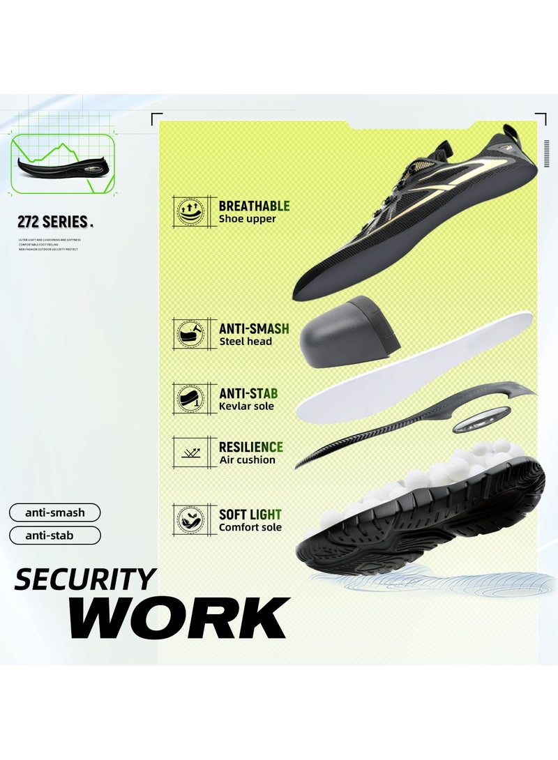 Men's and women's steel-toed safety shoes, hooded industrial safety sneakers, men's work shoes, breathable and comfortable non-slip industrial boots - Image 4