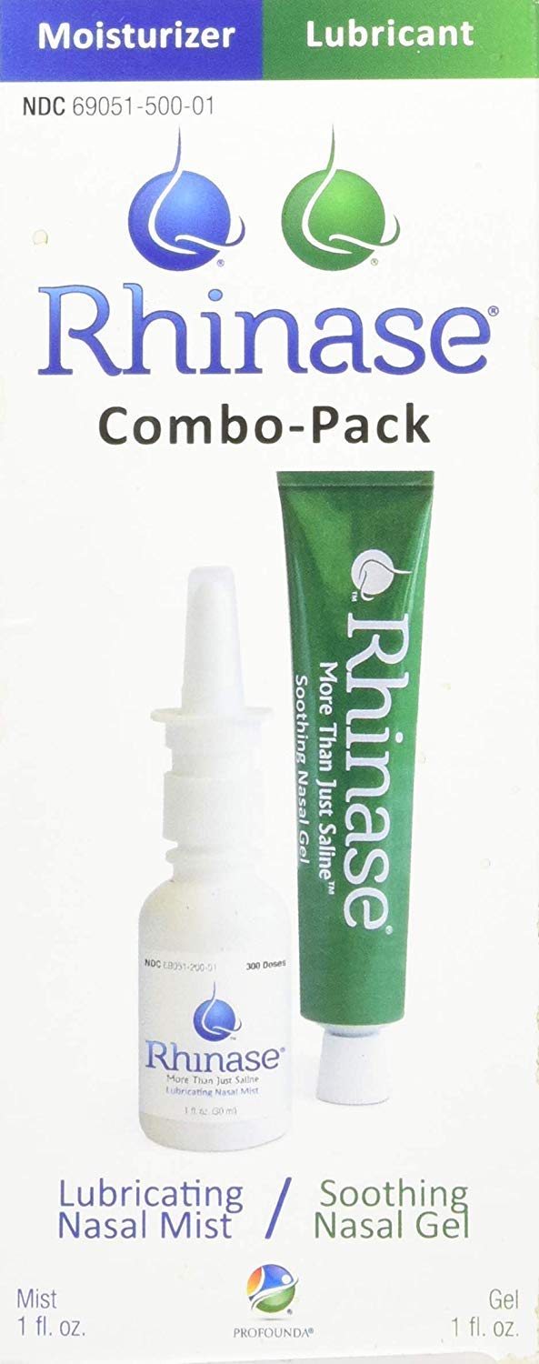 Rhinase Rhinase Nasal Care Combo Pack - Nasal Gel (1 oz) & Saline Spray (1 oz) for Dryness, Allergy Relief & Nosebleed Prevention, Aloe-Free & pH Balanced