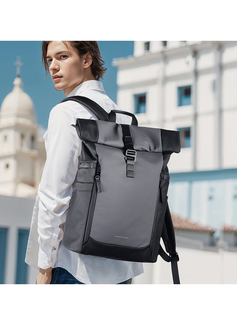 MARK RYDEN MARK RYDEN 3807 Expandable Roll Cover, Hydrophobic Fabric, Organized Storage with Stylish Design 17Inch Backpack (Black and Gray)  - Image 2