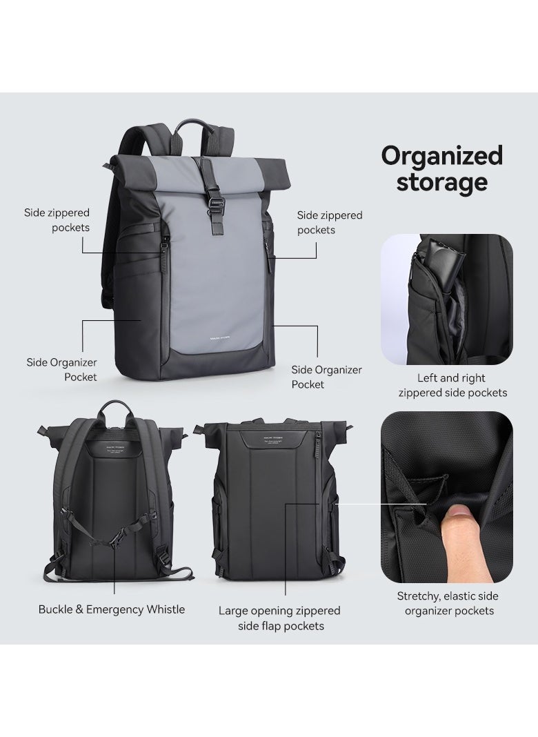 MARK RYDEN MARK RYDEN 3807 Expandable Roll Cover, Hydrophobic Fabric, Organized Storage with Stylish Design 17Inch Backpack (Black and Gray)  - Image 5