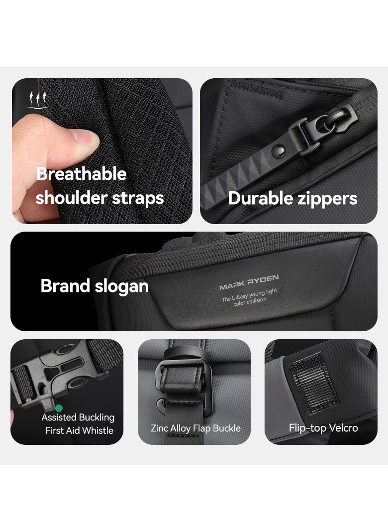 MARK RYDEN - MARK RYDEN 3807 Expandable Roll Cover, Hydrophobic Fabric, Organized Storage with Stylish Design 17Inch Backpack (Black and Gray) - Image 1