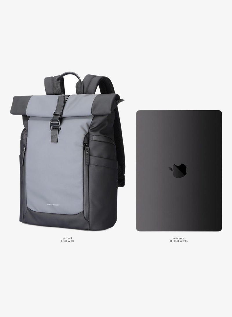 MARK RYDEN 3807 Expandable Roll Cover, Hydrophobic Fabric, Organized Storage with Stylish Design 17Inch Backpack (Black and Gray) - Image 2