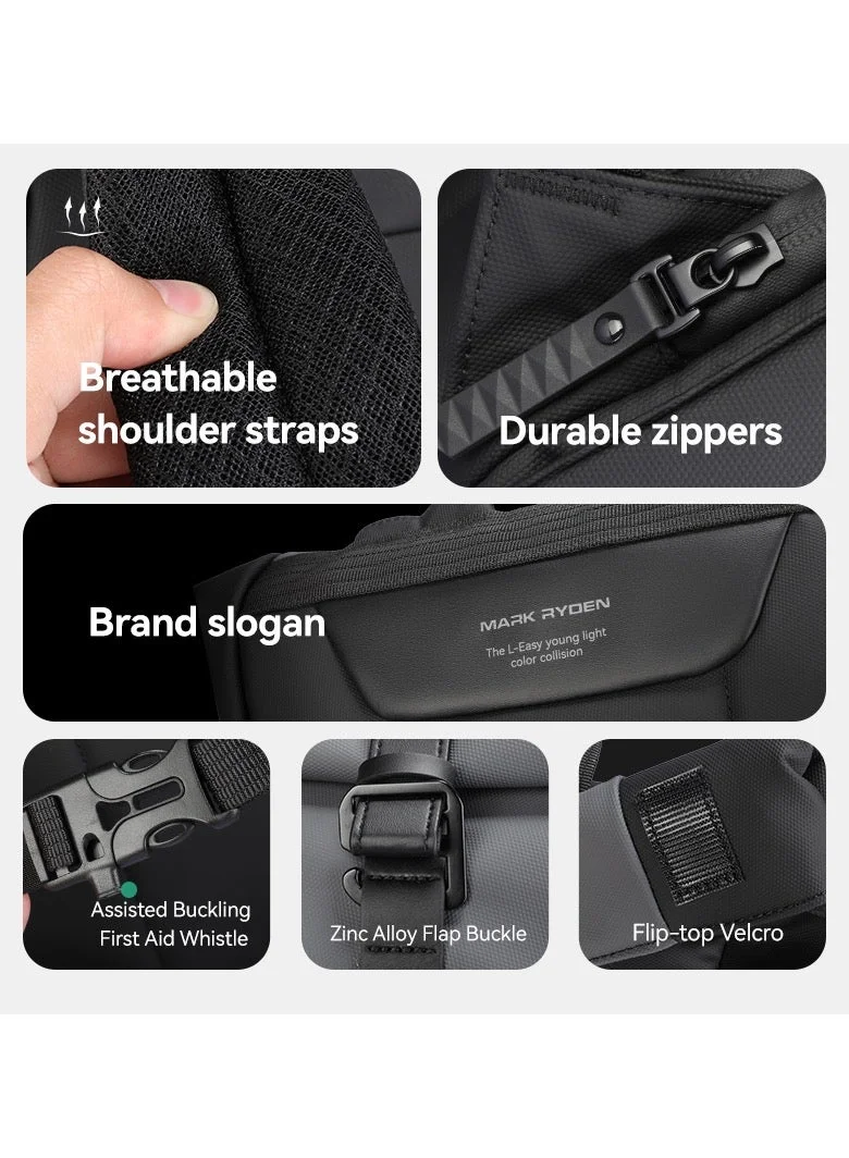 Mark Ryden  MARK RYDEN 3807 Expandable Roll Cover, Hydrophobic Fabric, Organized Storage with Stylish Design 17Inch Backpack (Black and Gray)  | Best Price UAE
