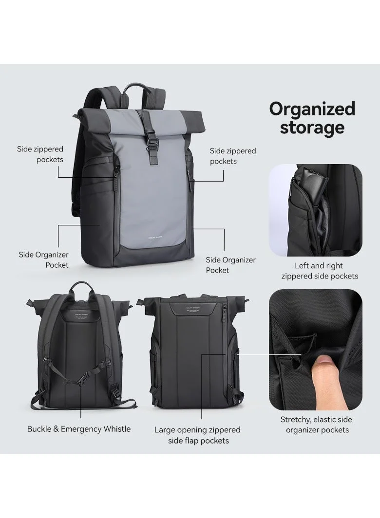 Mark Ryden  MARK RYDEN 3807 Expandable Roll Cover, Hydrophobic Fabric, Organized Storage with Stylish Design 17Inch Backpack (Black and Gray)  | Best Price UAE