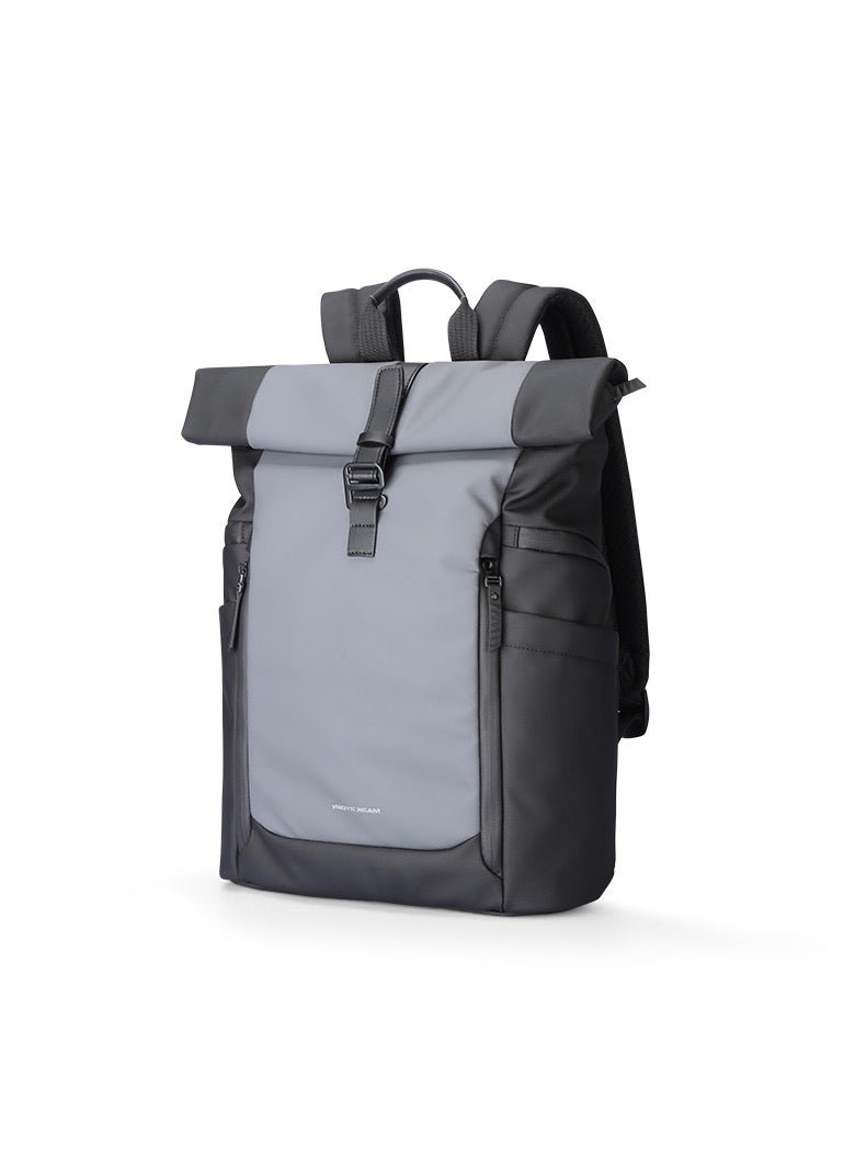 MARK RYDEN 3807 Expandable Roll Cover, Hydrophobic Fabric, Organized Storage with Stylish Design 17Inch Backpack (Black and Gray) - Image 1