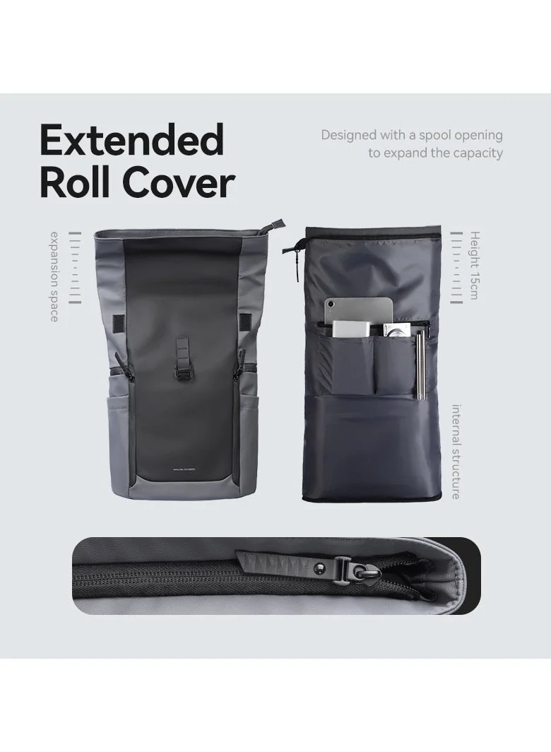 Mark Ryden  MARK RYDEN 3807 Expandable Roll Cover, Hydrophobic Fabric, Organized Storage with Stylish Design 17Inch Backpack (Black and Gray)  | Best Price UAE
