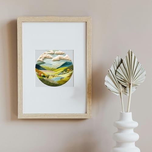 FONNUY Embroidery Kit for Beginners, Nature Hills Landscape Pre-Stamped Pattern Kits for Adults with Hoop, Easy to Follow Color Thread Needlework, 8'' Hoop (Rolling Mountains) - Image 4