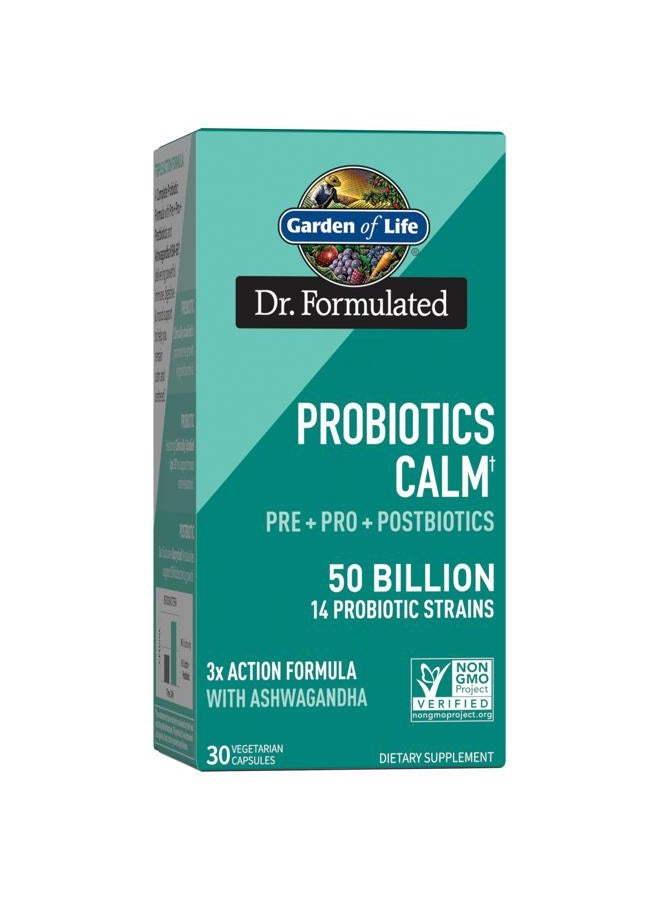 Garden of Life Dr Formulated Calm Daily 3-in-1 Complete Probiotics, Prebiotics & Postbiotics with Ashwagandha - PRE + PRO + POSTBIOTIC Supplement for Immune, Digestive & Mood Support - 30 Day Supply - Image 1