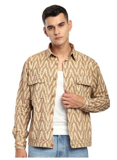 Sand Brown Chevron Printed Shacket - pzsku/Z869E645F366E70FB1051Z/45/_/1738234583/72d160bd-2282-47c2-9c87-7ead5a5d5ea6