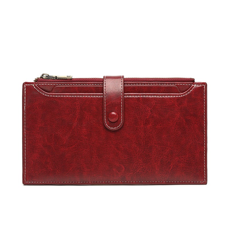 Women's PU Long Large Capacity Passport Holder Wallet with Zipper - Image 5