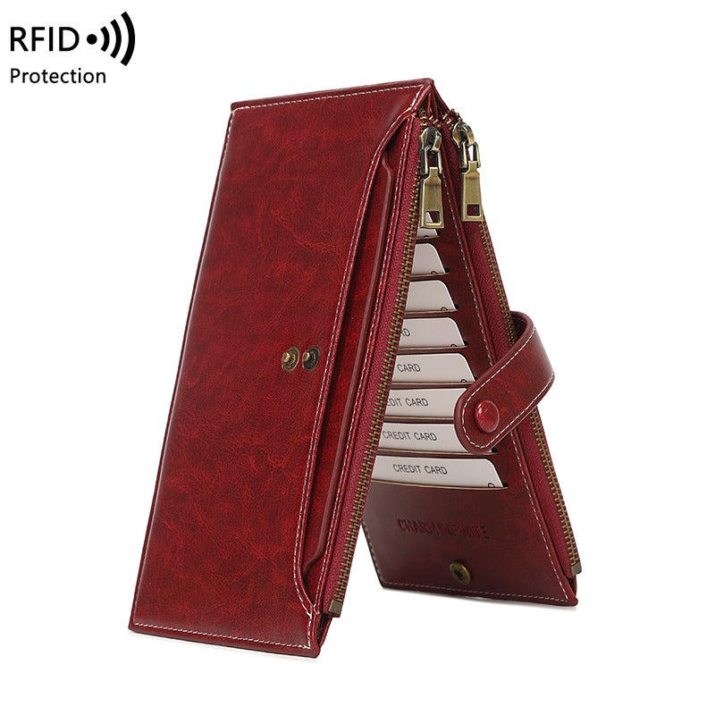 Women's PU Long Large Capacity Passport Holder Wallet with Zipper - Image 4
