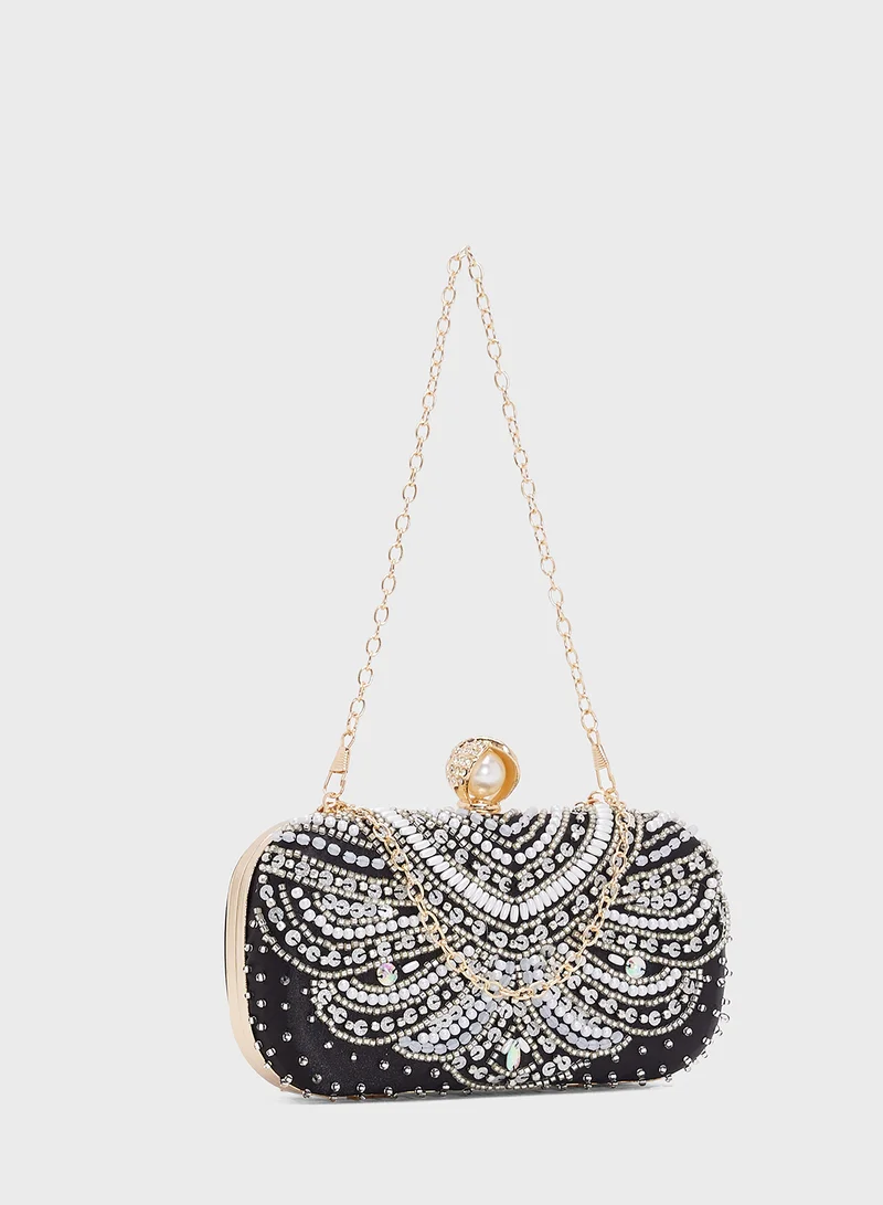 Ella Limited Edition Silver Detailed Embellished Clutch