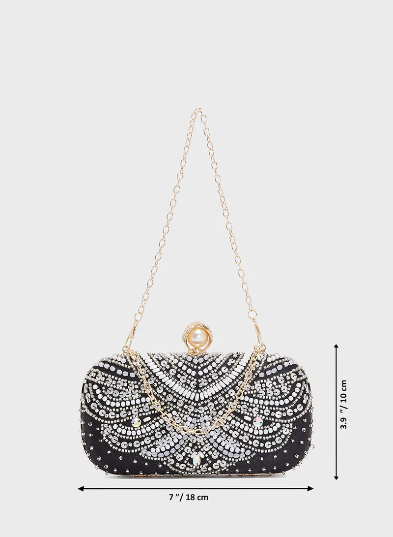 Ella Limited Edition Silver Detailed Embellished Clutch