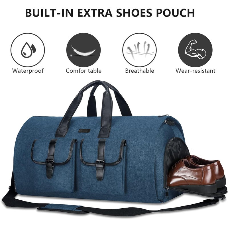 UNIQUEBELLA Unique Bella Carry-On Garment Bag Large Duffel Bag for Travel Weekend Flight with Shoes and Clothes in Blue - Image 5
