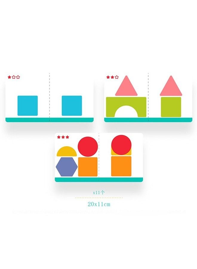 BAYBEE - Wooden Geometry Shape Stacking Blocks For Kids Toys, Montessori Shape Sorting Blocks With Patterns, Colors And Shapes Early Learning Educational Stacking Toys For Children 3+Years Boys Girls - Image 1