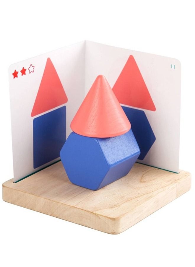 BAYBEE - Wooden Geometry Shape Stacking Blocks For Kids Toys, Montessori Shape Sorting Blocks With Patterns, Colors And Shapes Early Learning Educational Stacking Toys For Children 3+Years Boys Girls - Image 1