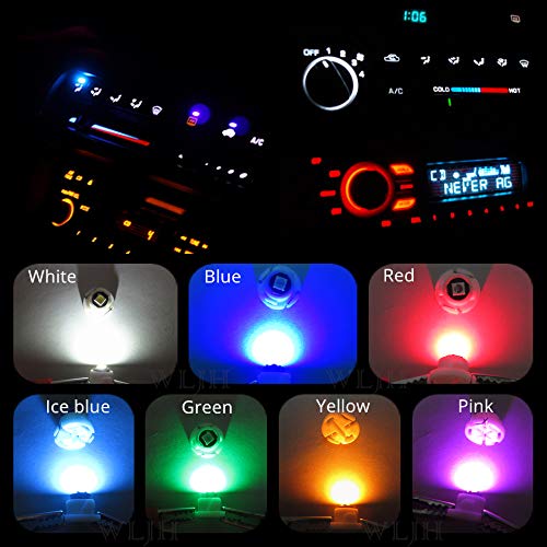 Generic WLJH 10x Blue T4.7/T5 Neo Wedge 3030SMD Chip 12mm Base Led Car Instrument Cluster Dashboard Gauge Bulb HVAC AC Heater Climate Controls Lamps Switch Indication Interior Light Replacement  - Image 2