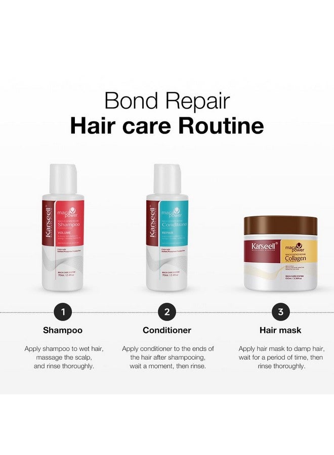 Karseell Collagen Hair Treatment Deep Repair Conditioning, Hair Mask Shampoo And Conditioner Travel Set For Dry Damaged Hair All Hair Types 3.38Floz +2.4Floz+2.4Floz - Image 5