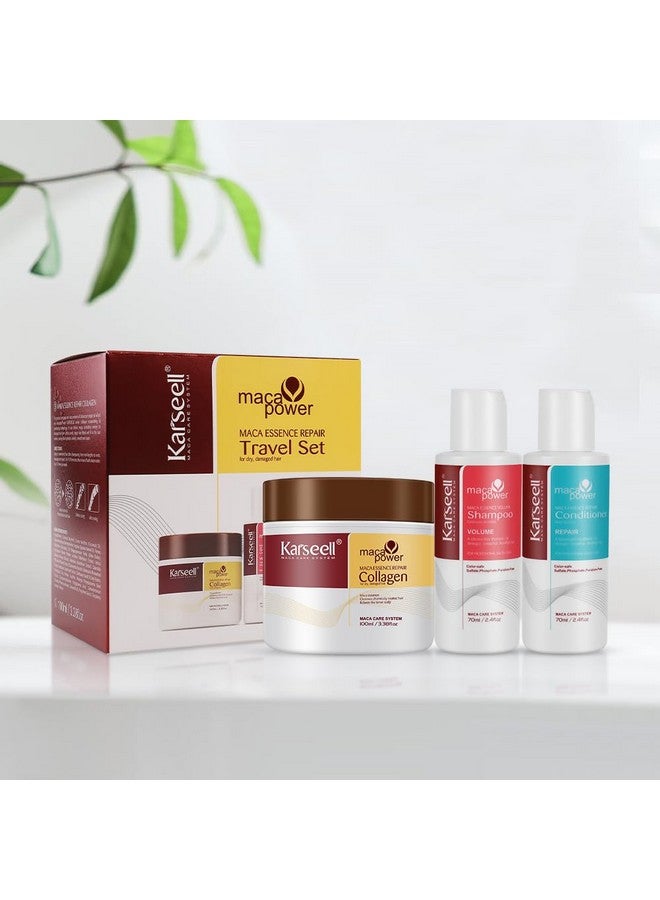 Karseell Collagen Hair Treatment Deep Repair Conditioning, Hair Mask Shampoo And Conditioner Travel Set For Dry Damaged Hair All Hair Types 3.38Floz +2.4Floz+2.4Floz - Image 1