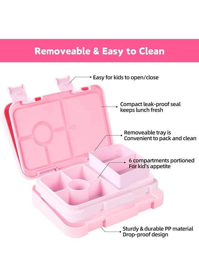 ShebSheb Bento Box with 5/6 Compartments,Leak-Proof Lunch Box for Kids & Toddlers,Removable Lunch Containers for School Sports Travel - Image 2