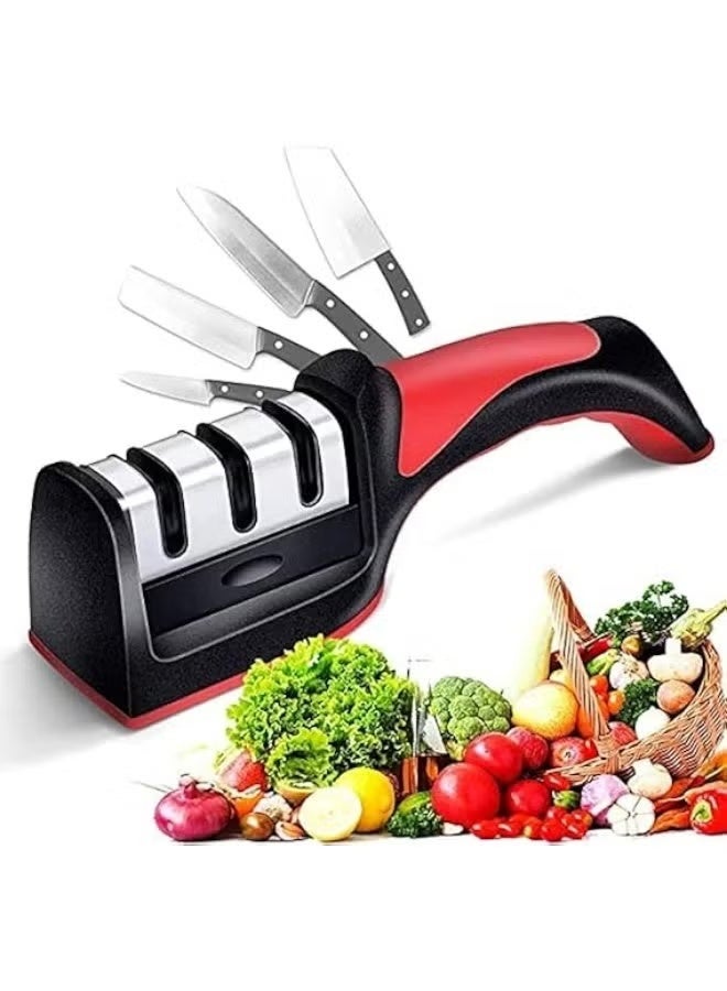 3-Stage Manual Kitchen Knife Sharpener with Ergonomic Handle - Image 1