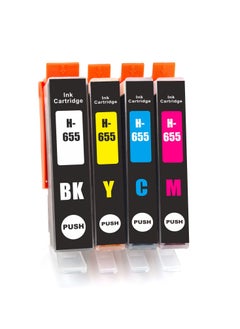 NexNova ink 655 for HP Cartridge (4-Pack: BK C M Y) for Deskjet Ink Advantage 3525 4615 4625 5525 6520 6525  - Image 1