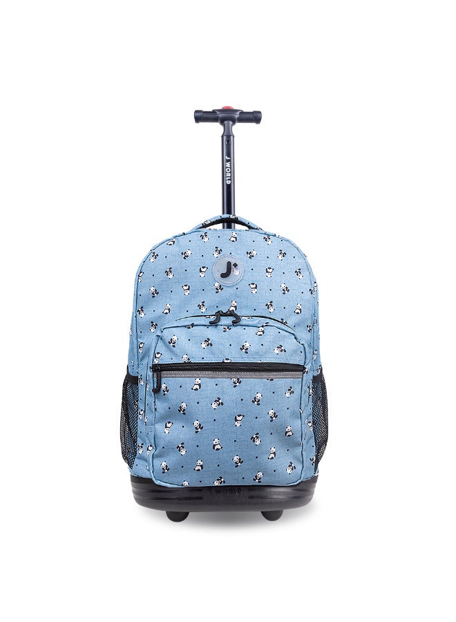 J World New York Sunrise Kids Rolling Backpack - PANDA - Image 1