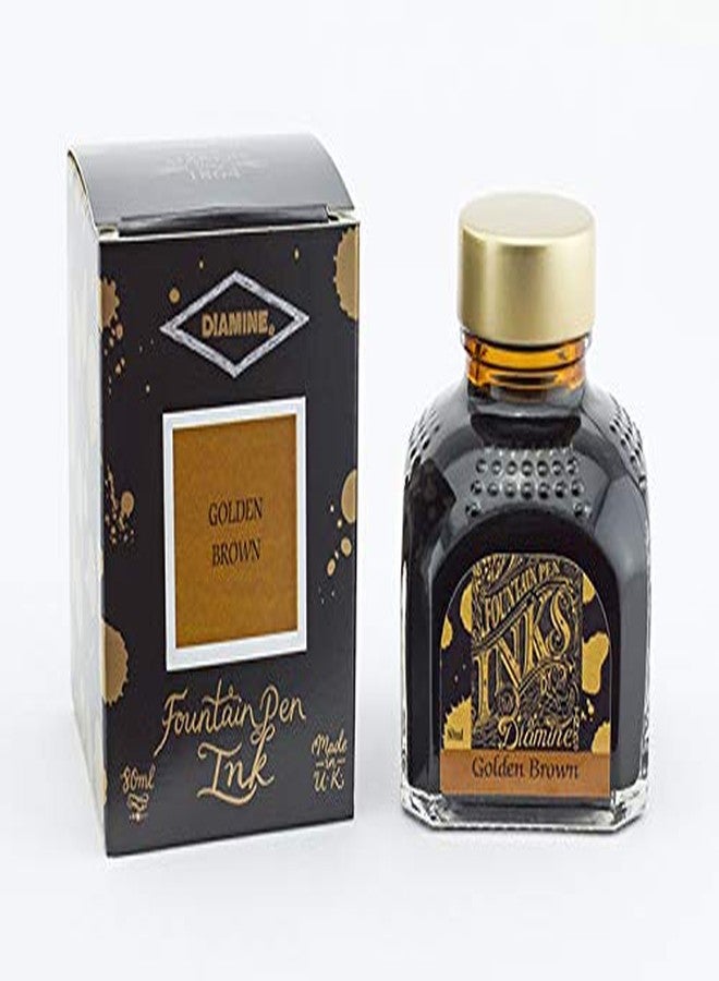 Diamine 80 ml Bottle Fountain Pen Ink, Golden Brown by Diamine - Image 1