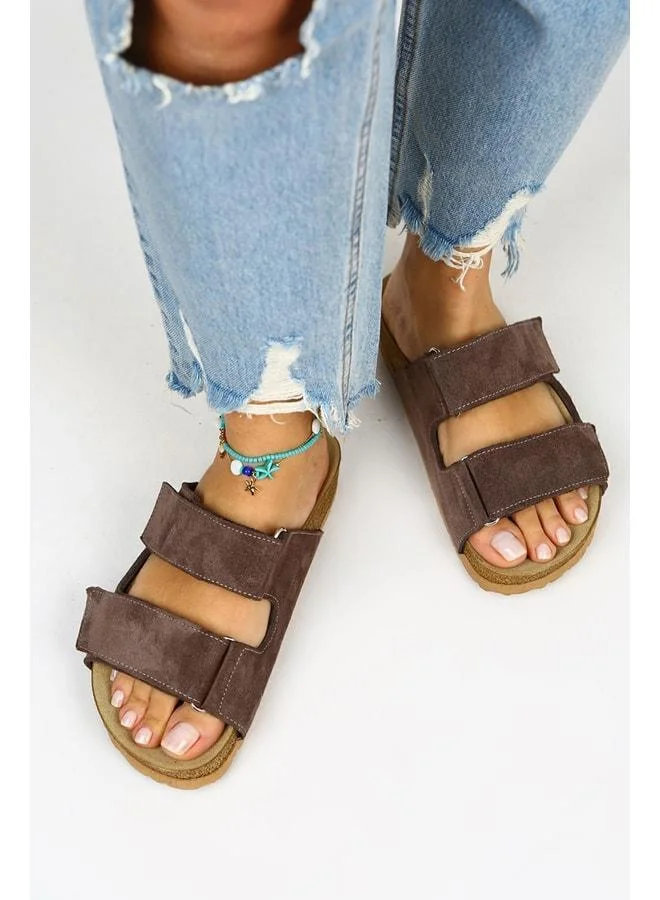 Manijero  Vina Women's Genuine Leather strap Brown Slipper for Women | Best Price UAE