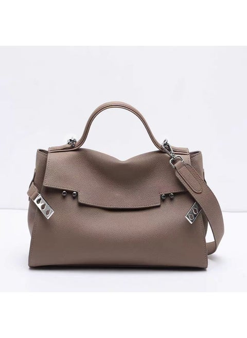 2024 New Kelly Bag High-End Large Capacity Leather Elephant Gray