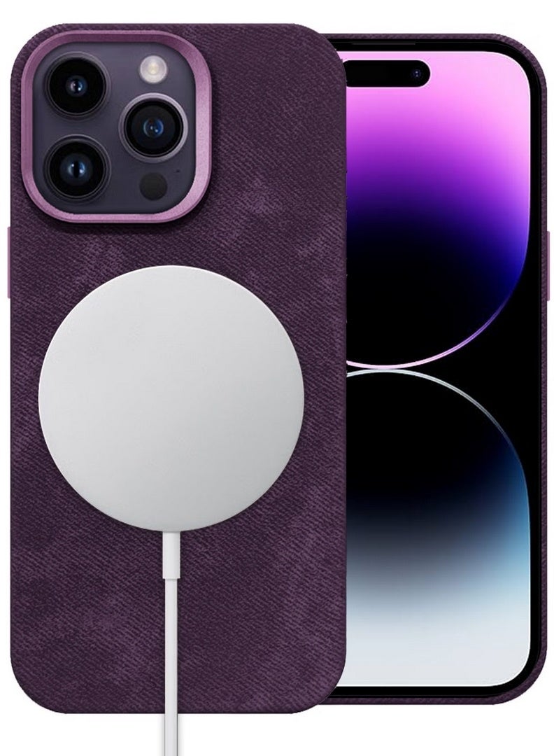 CATANES 3Packs iPhone 14 Pro Max Alcantara Case Cover Premium Quality Luxurious Soft Touch Protection with Metal Camera Frame with Two 3D Screen Protectors - Dark Purple - Image 3