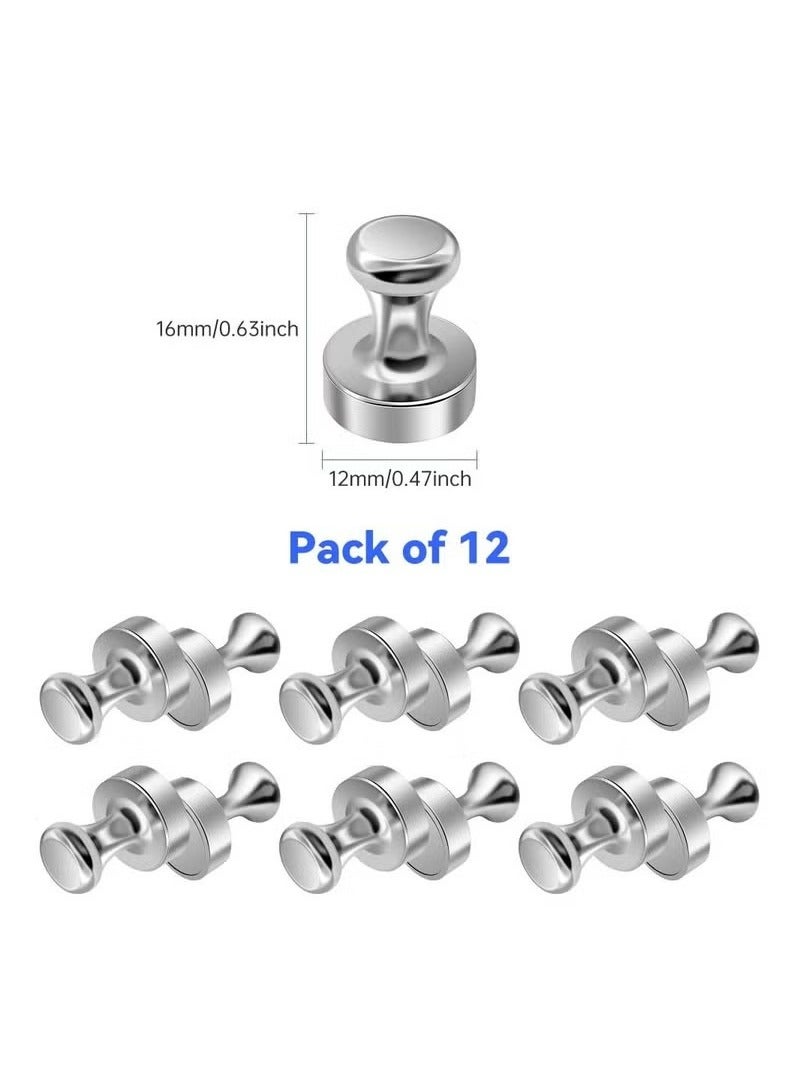 Realfrog 12 Pieces Fridge Magnets, Refrigerator Magnets Magnetic Push Pins, Push Pin Magnet for Kitchen, Office, School, Whiteboard, Brushed Nickel - Image 4