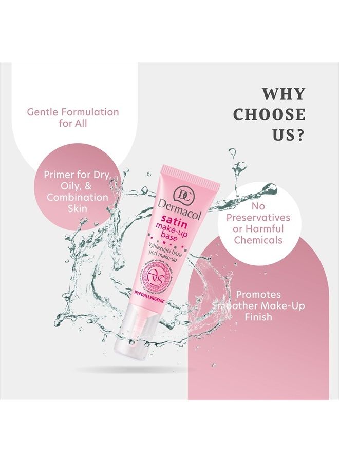 Dermacol Satin Makeup Base, Matte Face Primer for Wrinkles and Pores, Transparent Makeup Primer for Oily Skin & Dry and Combination Skin, Easy to Blend Pore Filling Primer, No Preservatives, 10 mL - Image 5