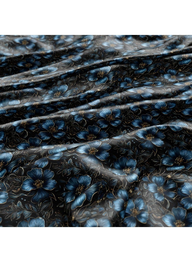 فيلاتو Ø¬Ù„Ø§Ø¨ÙŠØ© Ù…Ø®ÙˆÙŠØ± Ù…Ù† Ù‚Ù…Ø§Ø´ Ø­Ø±ÙŠØ± Ø§Ù„Ù„ÙŠÙ„ Ø¹Ø±Ø§Ù…Ù†ÙŠ Ø¨Ø§Ù„ÙŠØ§Ø±Ø¯Ø©ØŒ Ø£Ø²Ø±Ù‚ Ø°Ù‡Ø¨ÙŠØŒ Ù…Ø²Ù‡Ø±ØŒ Ø®ÙŠØ§Ø·Ø©ØŒ Ø¹Ø±Ø¶ 58 Ø¨ÙˆØµØ© - Image 3