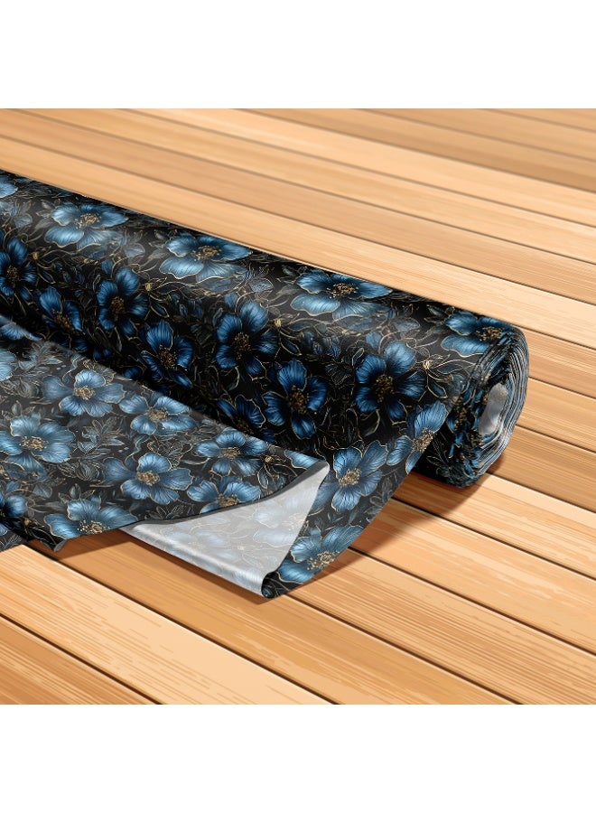 فيلاتو Ø¬Ù„Ø§Ø¨ÙŠØ© Ù…Ø®ÙˆÙŠØ± Ù…Ù† Ù‚Ù…Ø§Ø´ Ø­Ø±ÙŠØ± Ø§Ù„Ù„ÙŠÙ„ Ø¹Ø±Ø§Ù…Ù†ÙŠ Ø¨Ø§Ù„ÙŠØ§Ø±Ø¯Ø©ØŒ Ø£Ø²Ø±Ù‚ Ø°Ù‡Ø¨ÙŠØŒ Ù…Ø²Ù‡Ø±ØŒ Ø®ÙŠØ§Ø·Ø©ØŒ Ø¹Ø±Ø¶ 58 Ø¨ÙˆØµØ© - Image 5