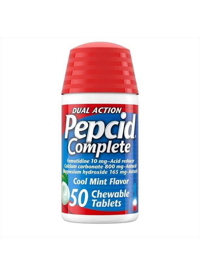 Pepcid Complete Acid Reducer + Antacid Chewable Tablets, Heartburn Relief, Mint, 50 ct  - Image 1