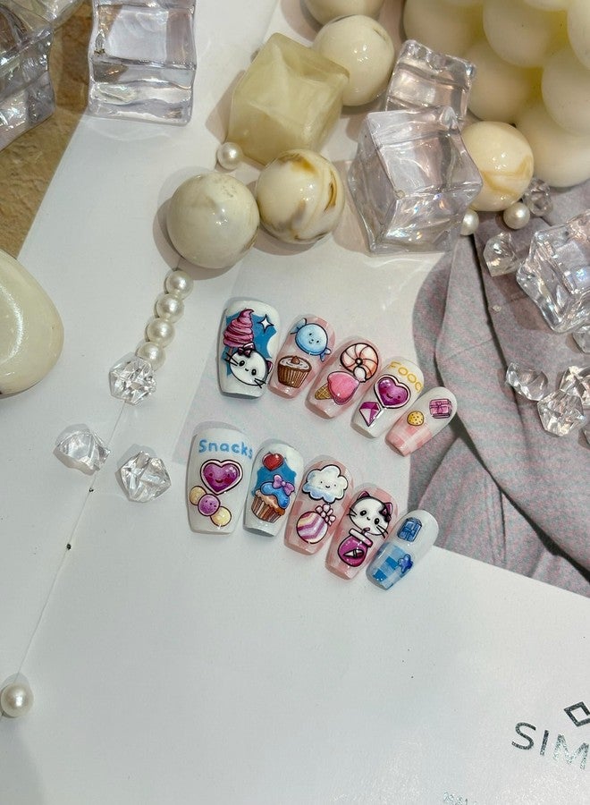 SIMAYKUWA 5D Embossed Dessert Cake Ice Cream Nail Stickers - Candy Lollipop 3D Nail Art Decorations for Manicure A Set of 3 Sheets - Image 3