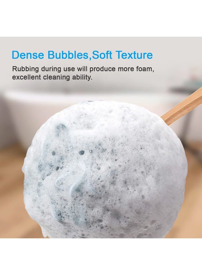 AmazerBath Shower Sponge Loofah Back Scrubber, PE Soft Mesh Loofah Body Scrubber with Long Wooden Handle, Bath Sponge for Men Women (Gray) - Image 4