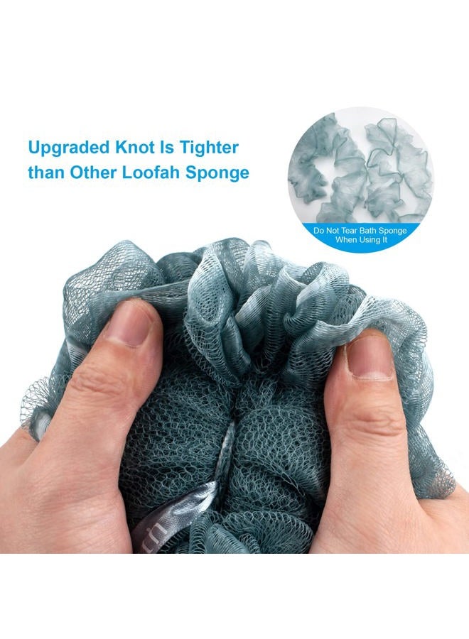 AmazerBath Shower Sponge Loofah Back Scrubber, PE Soft Mesh Loofah Body Scrubber with Long Wooden Handle, Bath Sponge for Men Women (Gray) - Image 2
