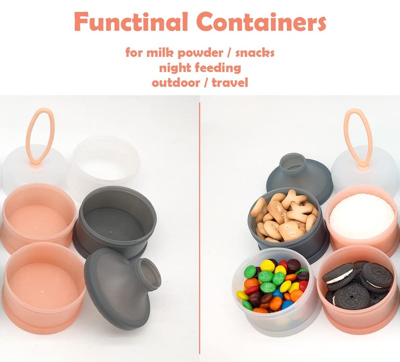 LADISO Baby Formula Dispenser, Formula Container, Portable Milk Powder Dispenser Container, Baby Feeding Travel Storage Container, Non-Spill Stackable Baby Snack Storage Container, BPA Free, 2 Packs - Image 2
