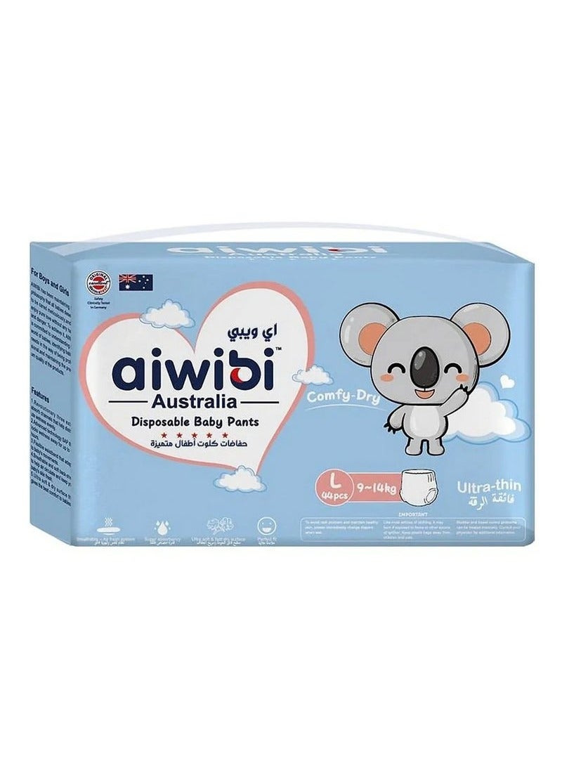 aiwibi Disposable Pant Style Baby Diapers, 44 Pieces, Size 4 Large, 9 to 14kg - Breathable, Ultra Soft, Fast Absorbency, Comfy Dry