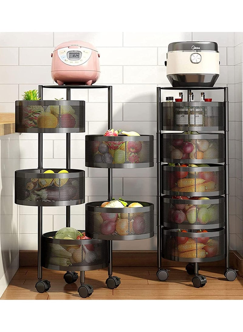 DubaiGallery 360 Degree Rotatable Storage Rack Kitchen Floor Multi-layer Cylindrical Round Vegetable Vegetable Shelf Vegetable Basket - Image 2