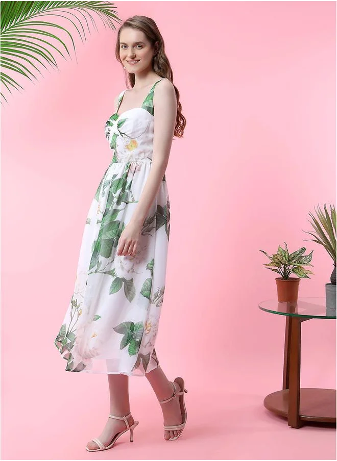 ميش Floral Print Midi Dress with Corset Bust by Styli