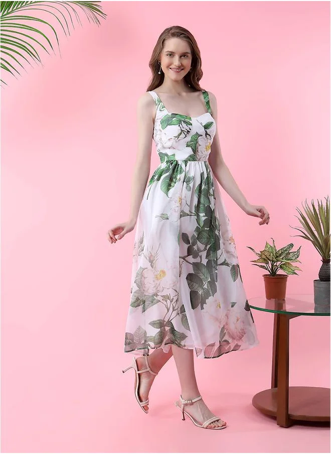 ميش Floral Print Midi Dress with Corset Bust by Styli