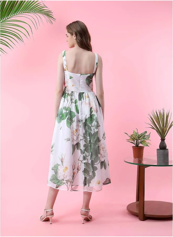 ميش Floral Print Midi Dress with Corset Bust by Styli