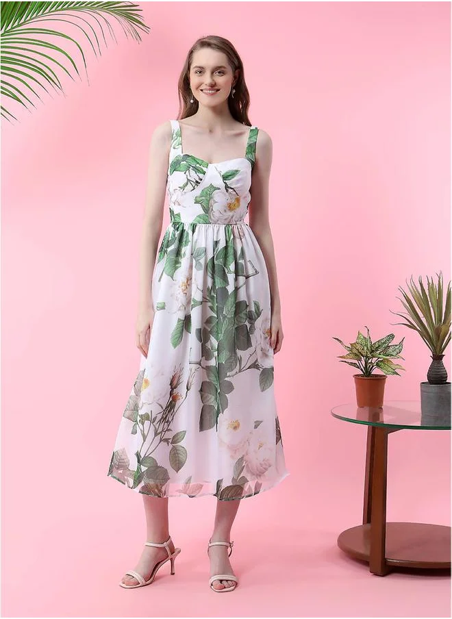 ميش Floral Print Midi Dress with Corset Bust by Styli