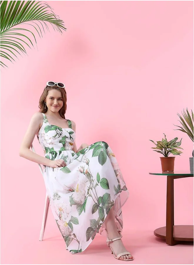ميش Floral Print Midi Dress with Corset Bust by Styli
